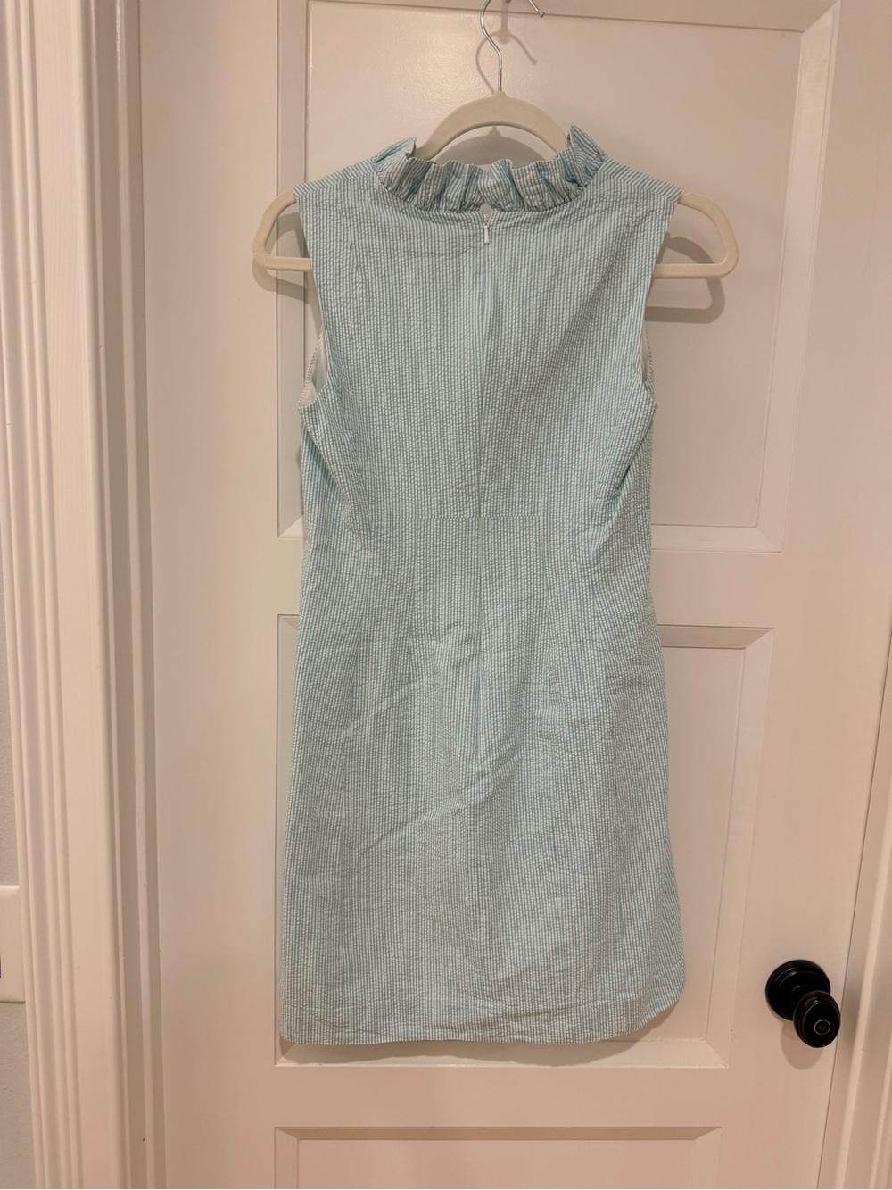 Lilly Pulitzer Teal and White Seersucker Ruffle Dress - Picture 3 of 3